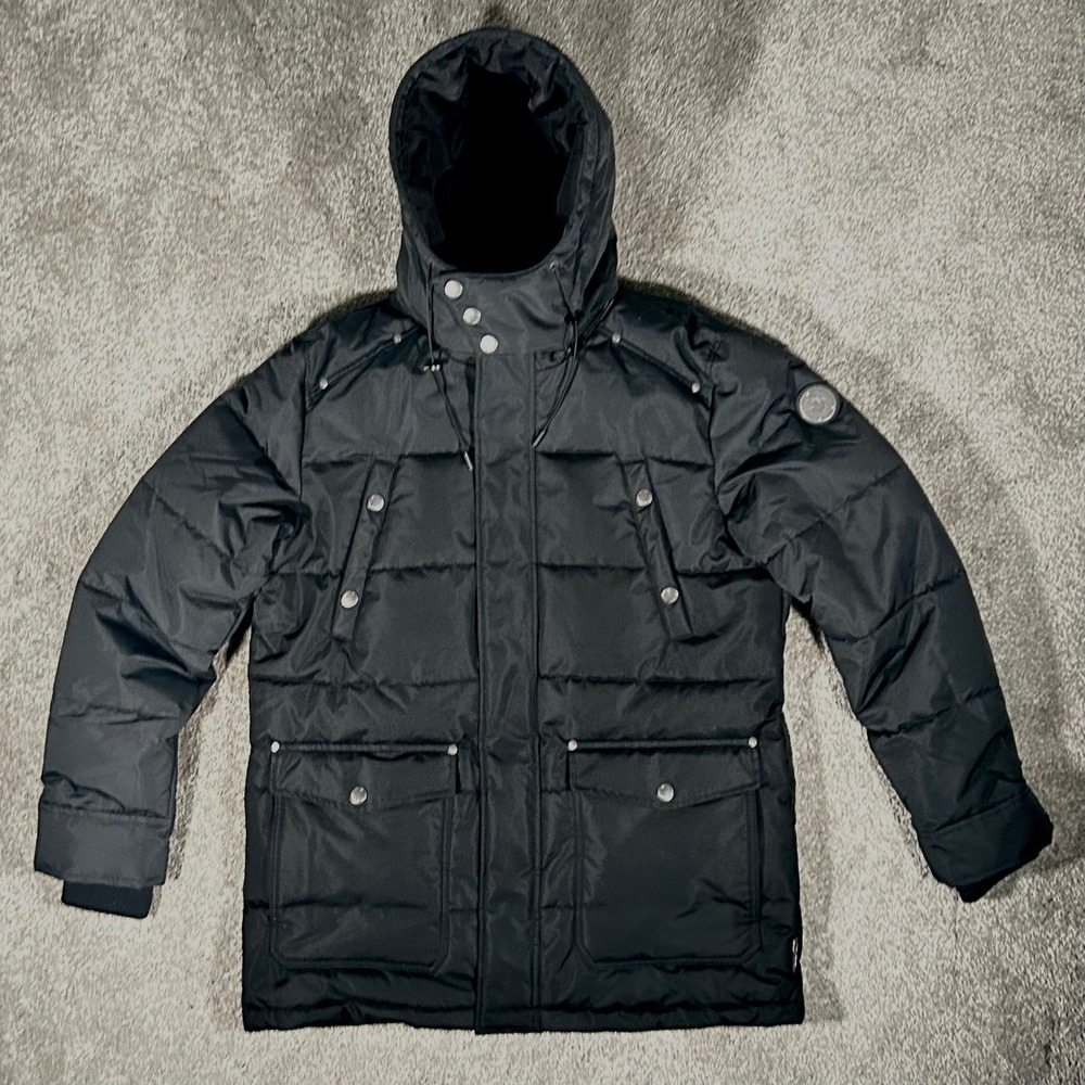Noize Unisex Black Cruelty-Free Puffer Parka Hooded Winter‎ Jacket Coat Sz Large
